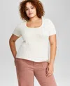 And Now This Trendy Plus Size Scoop-neck Jersey Top, Created For Macy's In Palomino
