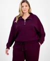 And Now This Trendy Plus Size Scuba 1/4-zip Sweatshirt, Macy's Exclusive In Purple