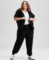 And Now This Trendy Plus Size Scuba-knit Jogger Pants, Exclusively At Macy's In Black