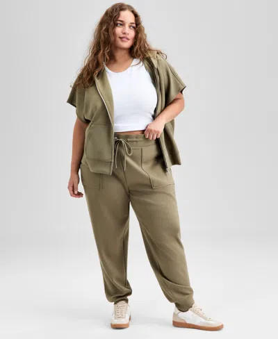 And Now This Trendy Plus Size Scuba-knit Jogger Pants, Exclusively At Macy's In Green