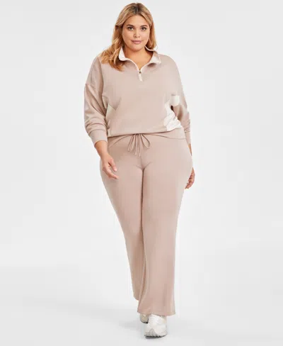 And Now This Trendy Plus Size Scuba Wide-leg Pants, Created For Macy's In Taupe
