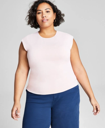 And Now This Trendy Plus Size Second-skin Muscle T-shirt, Created For Macy's In Coral Blush