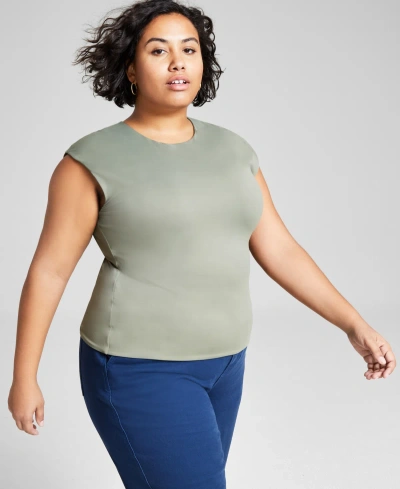 And Now This Trendy Plus Size Second-skin Muscle T-shirt, Created For Macy's In Oregano