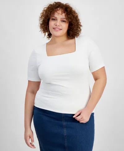 And Now This Trendy Plus Size Second Skin Square-neck Top In Calla Lily