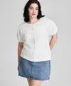 And Now This Trendy Plus Size Short-sleeve Cardigan, Exclusively At Macy's In Calla Lily