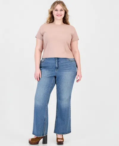 And Now This Trendy Plus Size Side Slit High-rise Bootcut Denim Jeans, Macy's Exclusive In As Is