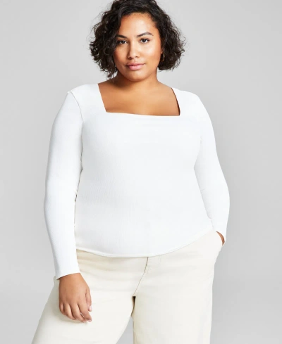 And Now This Trendy Plus Size Square-neck Long-sleeve Top In Calla Lilly