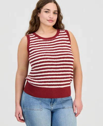 And Now This Trendy Plus Size Striped Sweater Tank, Macy's Exclusive In Brown