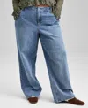 And Now This Trendy Plus Size Studded High-rise Wide-leg Jeans, Macy's Exclusive In Blue