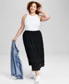 And Now This Trendy Plus Size Tiered Lace-inset Skirt, Created For Macy's In Black