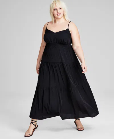 And Now This Trendy Plus Size Tiered Maxi Dress In Black