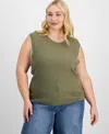 And Now This Trendy Plus Size Whip-stitch Sweater Vest, Exclusively At Macy's In Olive
