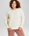 And Now This Trendy Plus Size Whipstitch Crewneck Sweater, Created For Macy's In Cream,brown