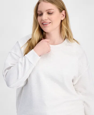 And Now This Trendy Plus Size Whipstitch Long-sleeve Sweatshirt, Macy's Exclusive In White