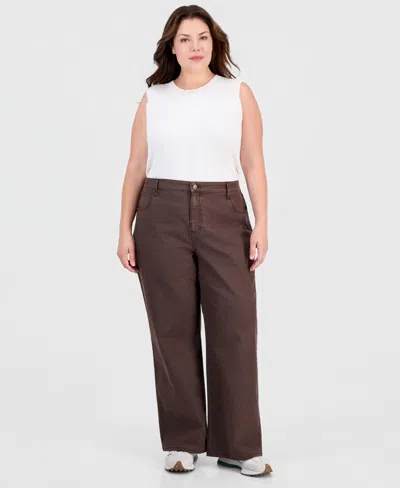 And Now This Trendy Plus Size Wide Leg Jeans, Macy's Exclusive In Brown