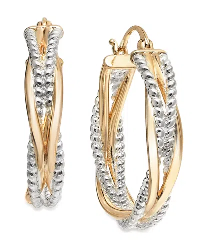 And Now This Two-tone Oval Hoop Earring In Silver And Gold