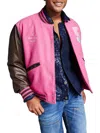 AND NOW THIS VARSITY MENS FAUX LEATHER TRIM COLORBLOCK BOMBER JACKET