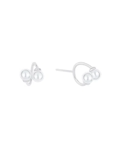 And Now This White Imitation Pearl Ear Bud Holder Earring In Silver