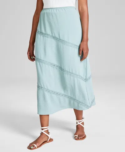 And Now This Woman's Lace-trim Midi Skirt, Created For Macy's In Green Mile