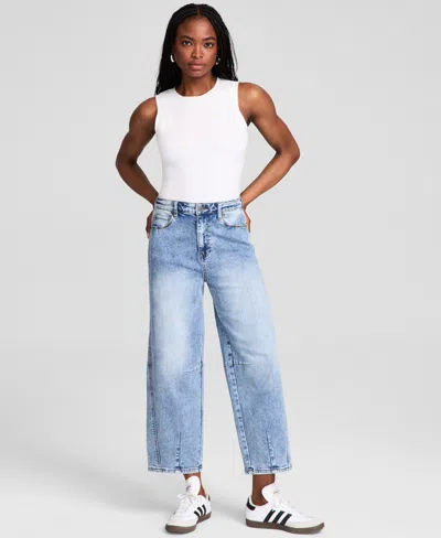 And Now This Women's Barrel-leg Jeans, Exclusively At Macy's In Lt Wash