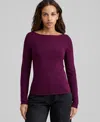And Now This Women's Boat-neck Long-sleeve Knit Top, Macy's Exclusive In Purple