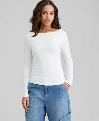 And Now This Women's Boat-neck Long-sleeve Knit Top, Macy's Exclusive In White