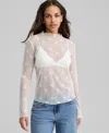 And Now This Women's Bow-motif Lace Mock Neck Top, Macy's Exclusive In White