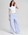 And Now This Women's Boxer Wide-leg Pants, Exclusively At Macy's In Blue Stripe