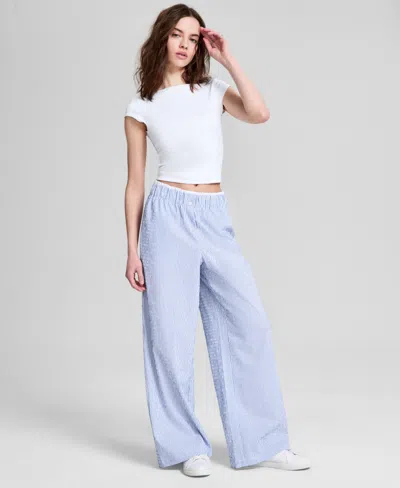 And Now This Women's Boxer Wide-leg Pants, Exclusively At Macy's In Blue Stripe