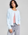 And Now This Women's Button-down Dropped-shoulder Basic Cardigan Sweater In Rain Song Heather