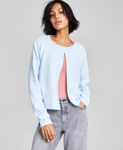 And Now This Women's Button-down Dropped-shoulder Basic Cardigan Sweater In Rain Song Heather