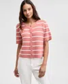 And Now This Women's Button-down Knit Cardigan Sweater, Exclusively At Macy's In Terracotta,calla Lily Stripe