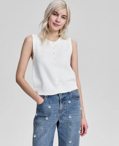 And Now This Women's Button-front Crewneck Vest, Macy's Exclusive In White