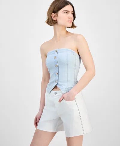 And Now This Women's Button-front Smocked-back Tube Top, Exclusively At Macy's