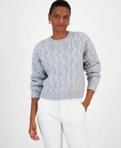 And Now This Women's Cable Knit Crewneck Sweater, Created For Macy's In Casual Grey Heather