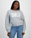 And Now This Women's Cable-knit-detail Graphic Sweater, Exclusively At Macy's In Casual Grey Heather