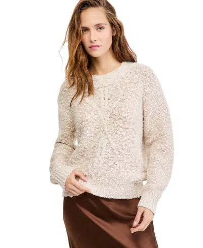 And Now This Women's Cable-knit Crewneck Long-sleeve Sweater, Macy's Exclusive In Oatmeal