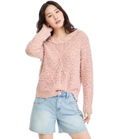 And Now This Women's Cable-knit Crewneck Long-sleeve Sweater, Macy's Exclusive In Rose Dust