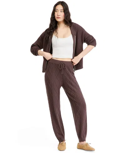 And Now This Women's Cable-knit Drawstring Balloon Pants, Macy's Exclusive In Cocoa Smoke