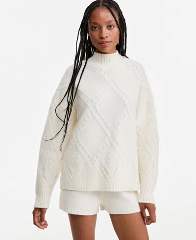 And Now This Women's Cable-knit Mock Neck Sweater, Macy's Exclusive In Palomino