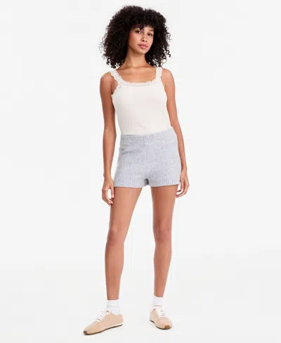 And Now This Women's Cable-knit Pull-on Mid-rise Shorts, Macy's Exclusive In Lt Heather Gray