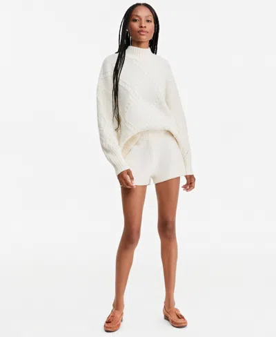 And Now This Women's Cable-knit Pull-on Mid-rise Shorts, Macy's Exclusive In Palomino