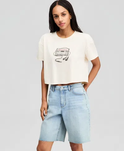 And Now This Women's Cassette Tape Graphic T-shirt, Macy's Exclusive In White