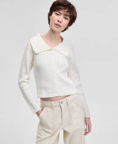 And Now This Women's Collared Cable Cardigan, Exclusively At Macy's In Calla Lily