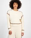 And Now This Women's Contrast Stitch Crewneck Sweatshirt, Macy's Exclusive In White