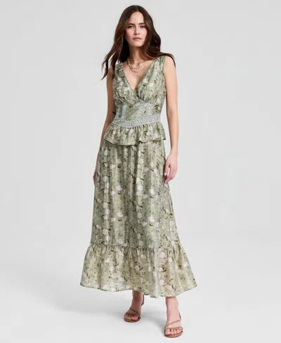 And Now This Women's Corset Peplum Maxi Dress, Macy's Exclusive In Green