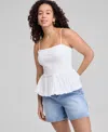 And Now This Women's Cotton Bubble-hem Strapless Top, Exclusively At Macy's In White