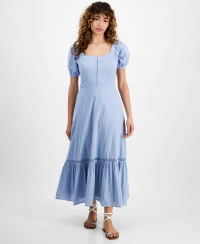 And Now This Women's Cotton Corset-look Maxi Dress, Created For Macy's In Clean Chambray