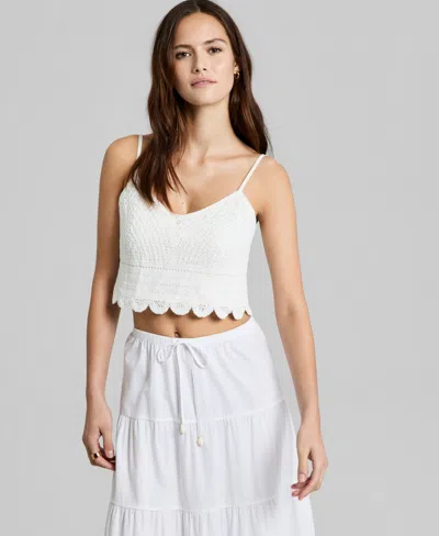 And Now This Women's Cotton Crochet Cropped Top, Macy's Exclusive In Blue
