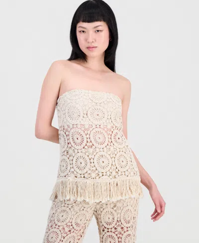 And Now This Women's Cotton Crochet Strapless Top, Macy's Exclusive In Brown